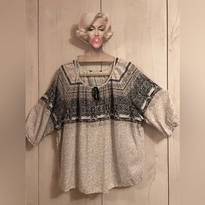 Black, white, gray Boho top